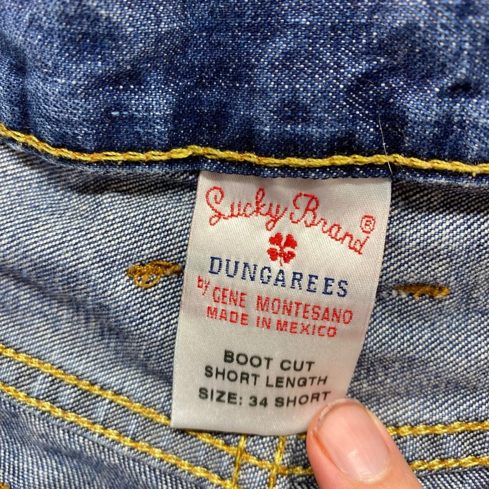 Lucky Brand Rivington Bootcut Jeans Mens 34 Short‎ Blue Medium Wash Distressed